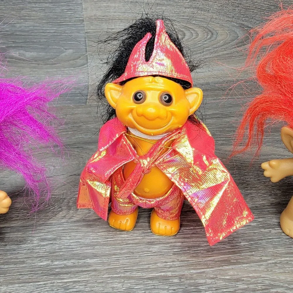 Vtg‎ Troll Doll Troll-Kins Lot of 3 Outfit Toy RUSS Trolls Male Dress Up